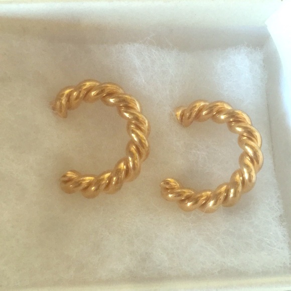 Gold-colored Twist Cable Coil Mini Hoop Earrings - Picture 1 of 4